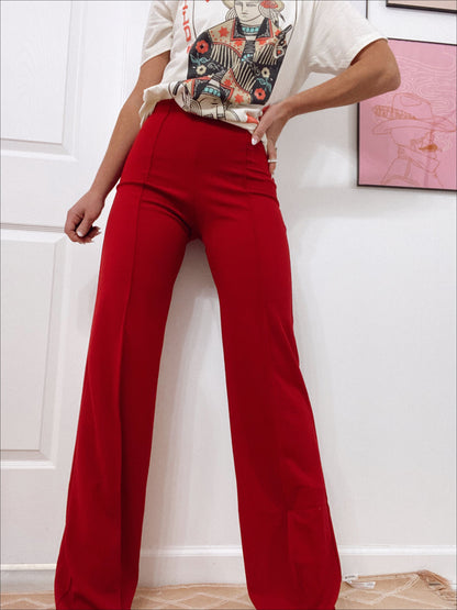 The Zoey Flare Trouser in Red