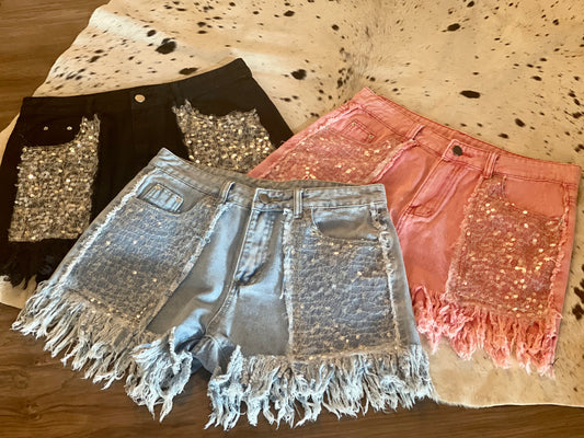 Sequin Fringe Shorts