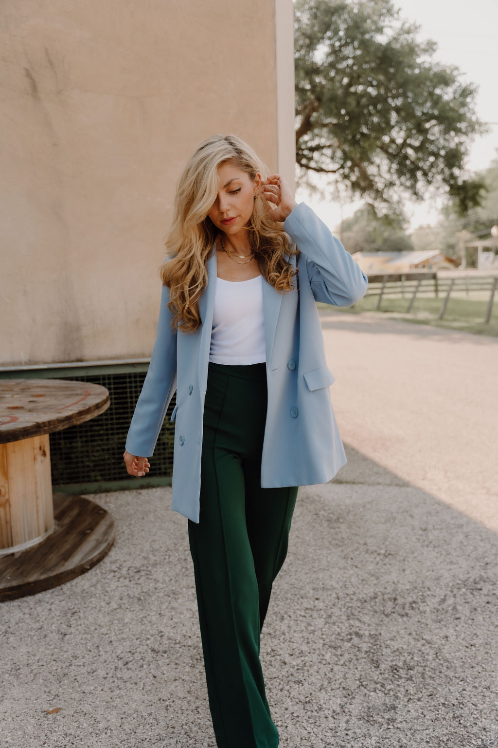 The Zoey Flare Trouser In Hunter Green