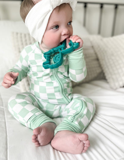 MINT CHECKERS DREAM ROMPER