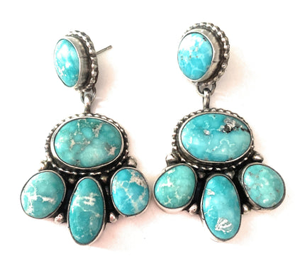 Navajo Sterling Silver & Sonoran Mountain Turquoise Dangle Earrings