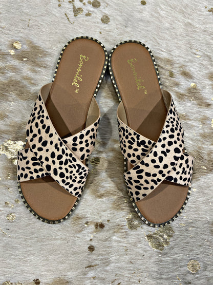 Camel/Black Spotted Sandals