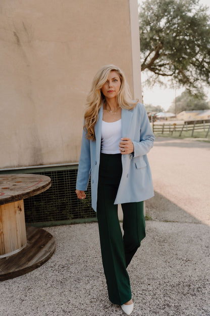 The Zoey Flare Trouser In Hunter Green