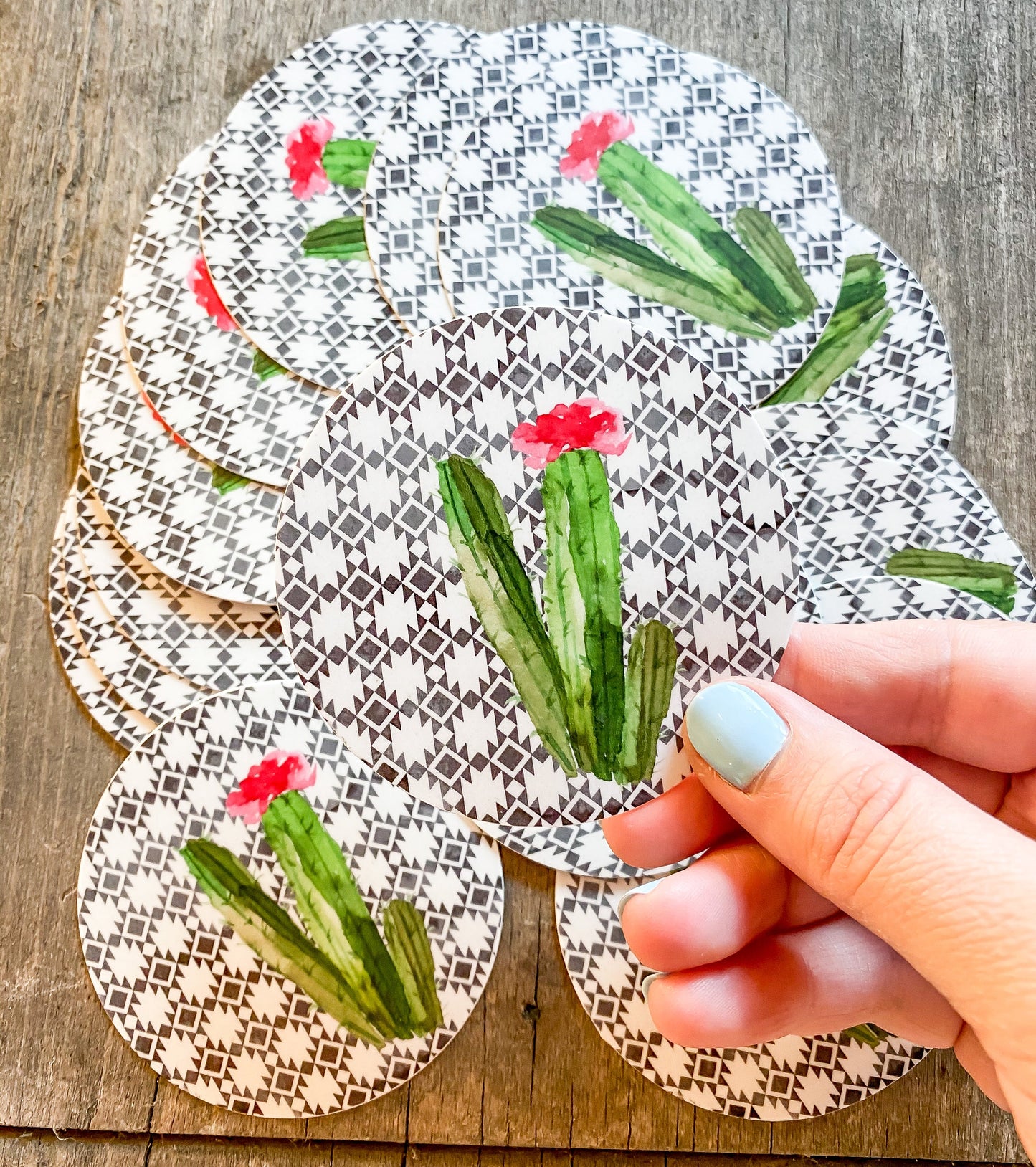 Boho Cactus Circle Sticker