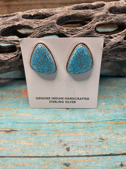 Navajo Turquoise And Sterling Silver Post Earrings