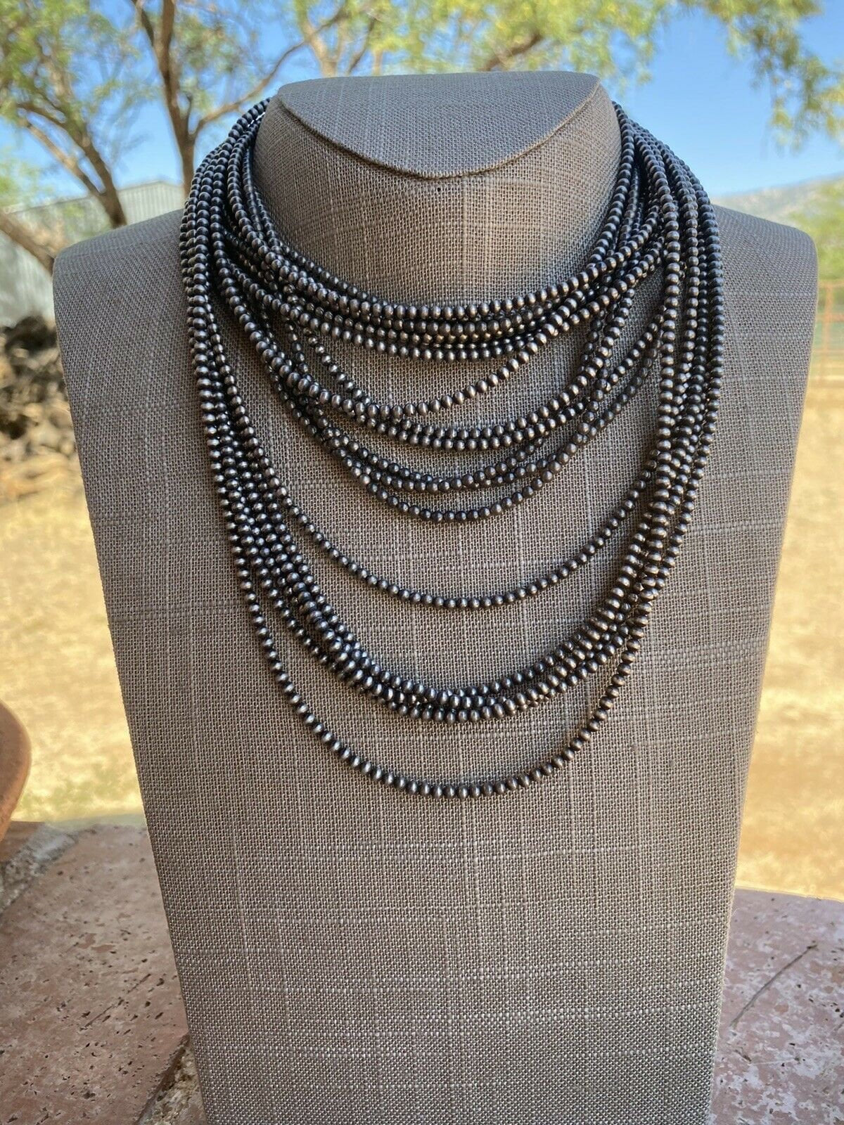 3mm Sterling Silver Navajo Pearl Style Beaded Necklace