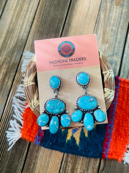 Navajo Sterling Silver & Sonoran Mountain Turquoise Dangle Earrings