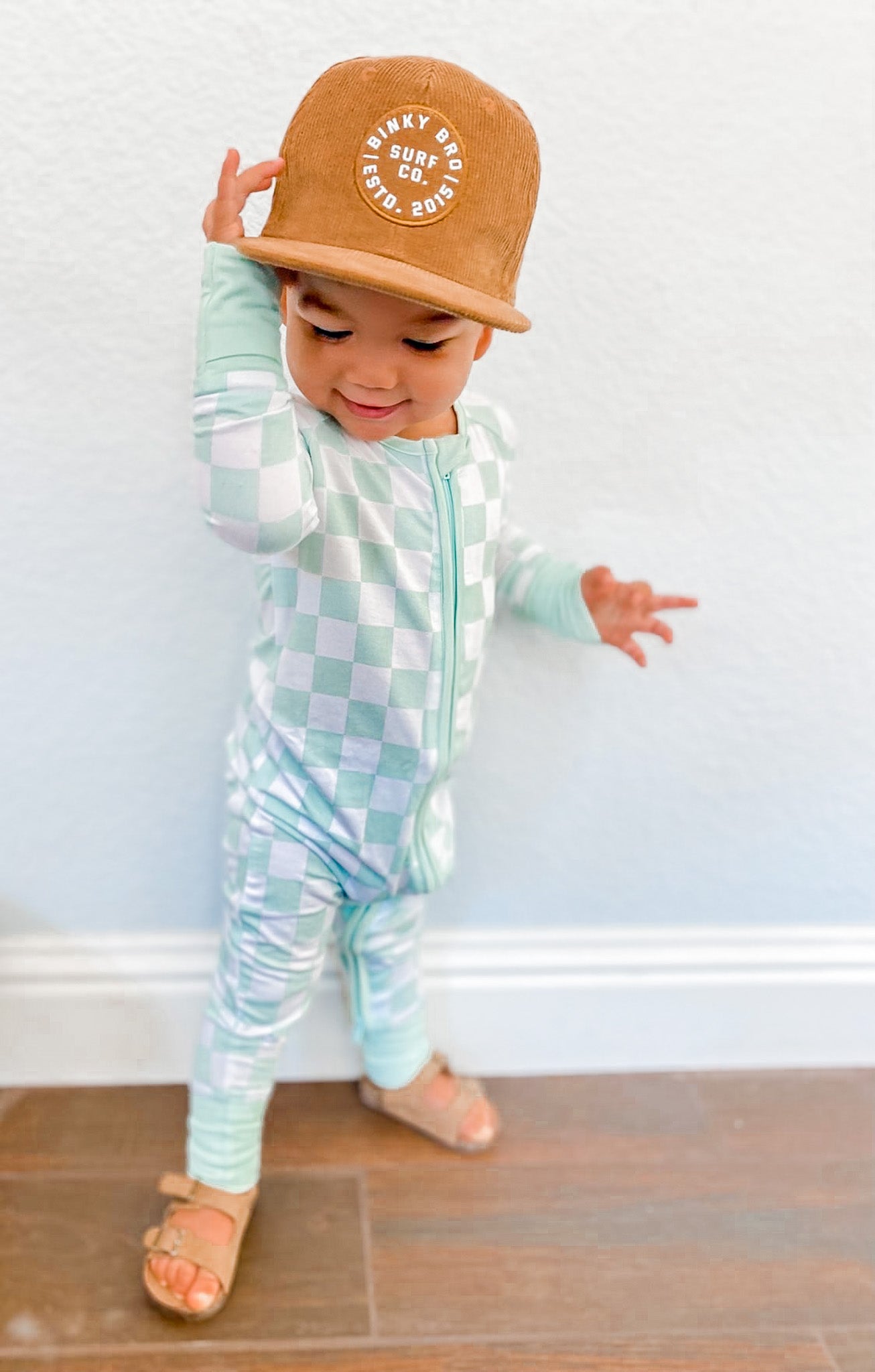 MINT CHECKERS DREAM ROMPER