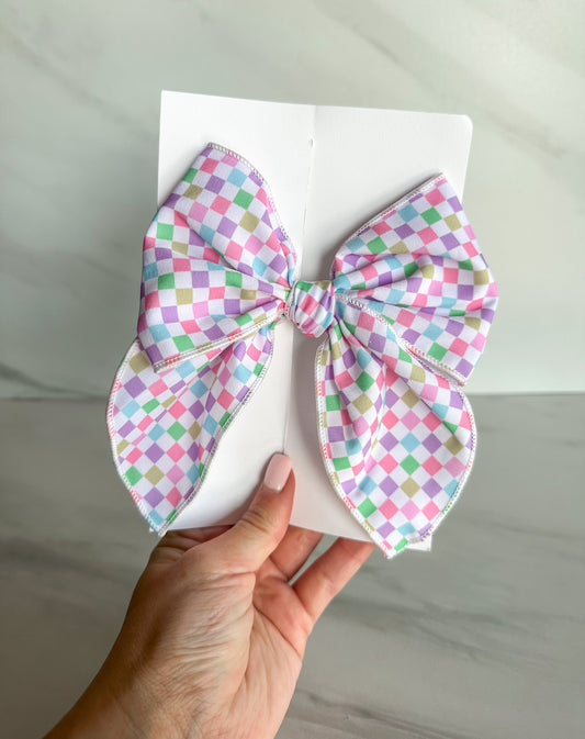 Pastel Checkers Big Bow