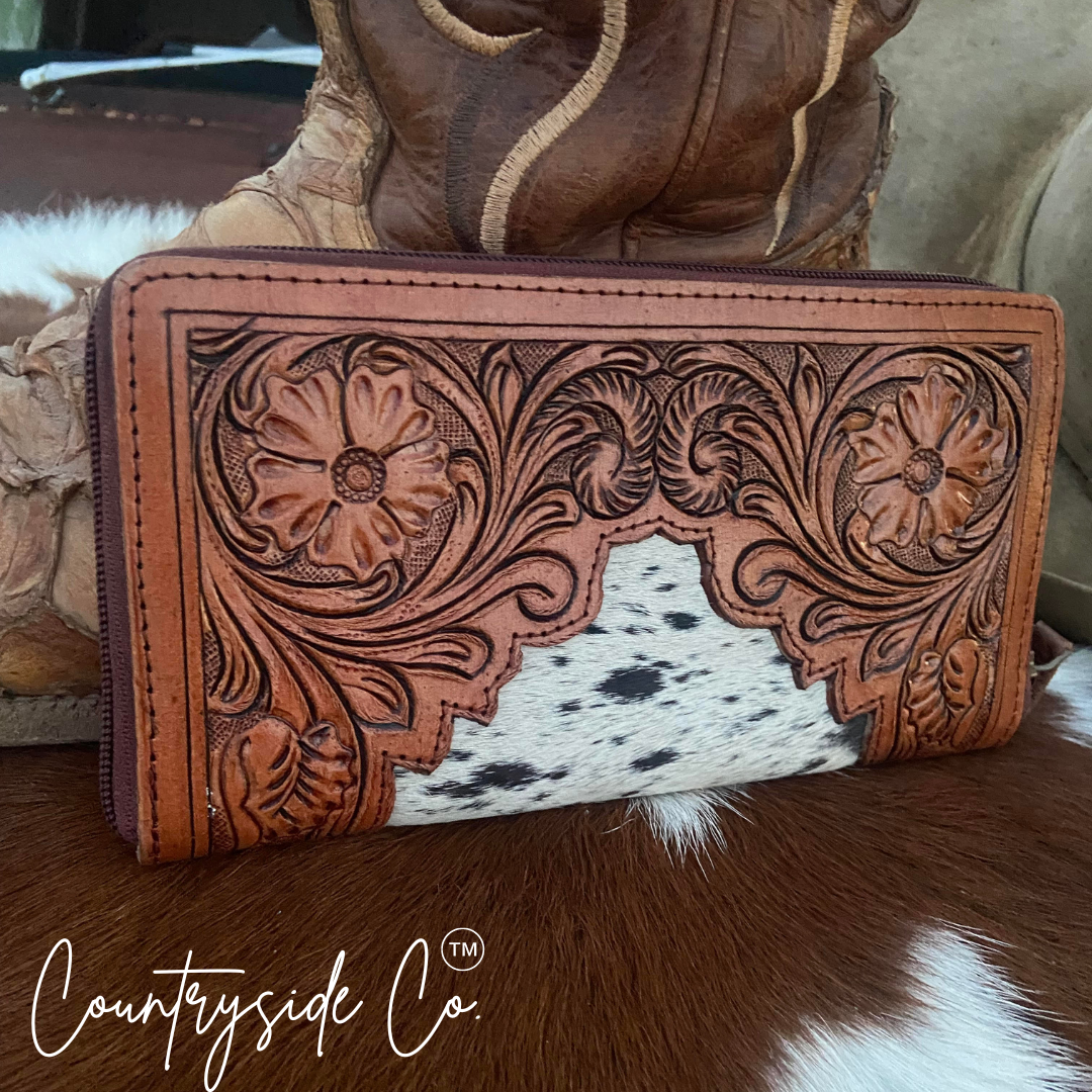 Juliet Tooled Leather Cowhide Wallet by Countryside Co.