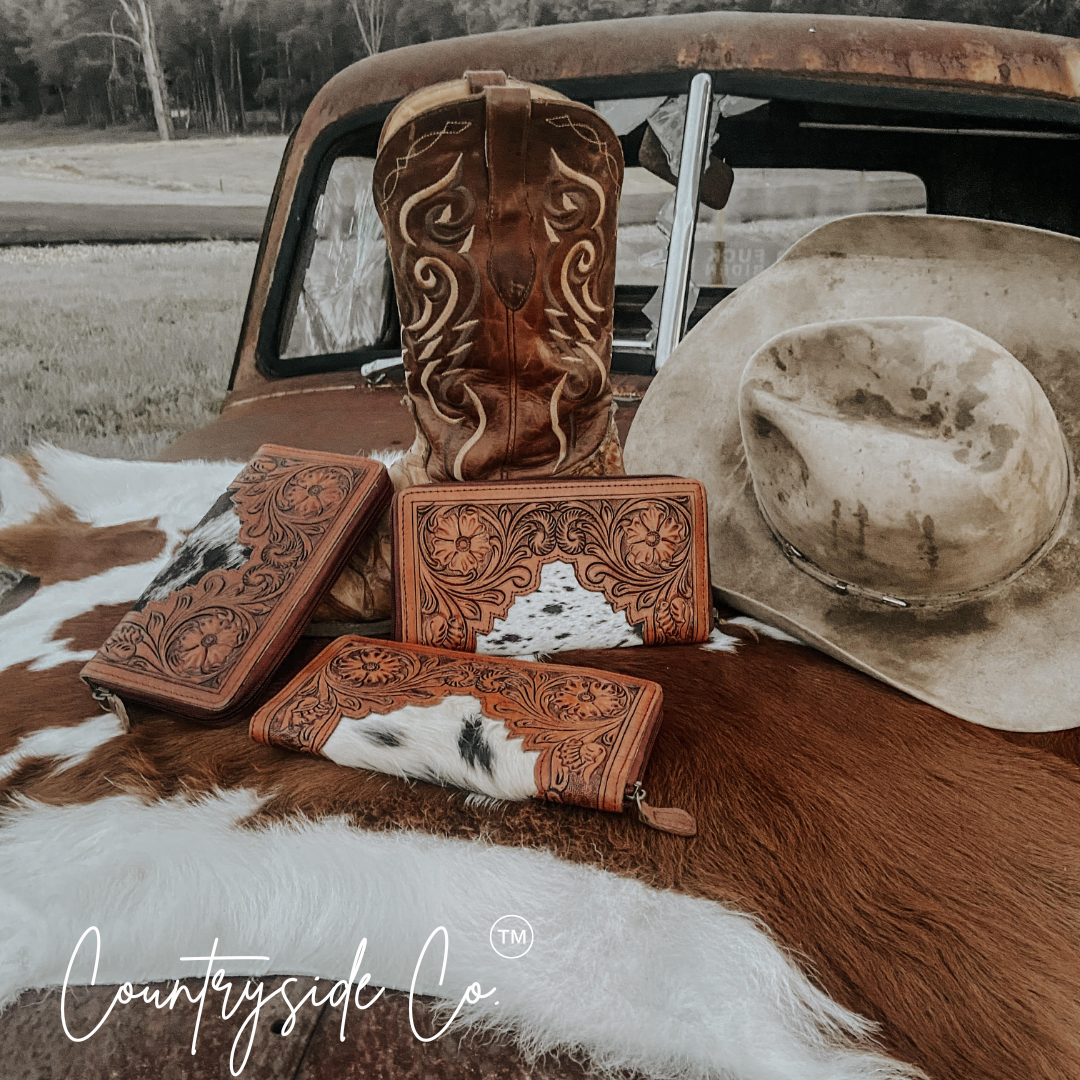 Juliet Tooled Leather Cowhide Wallet by Countryside Co.