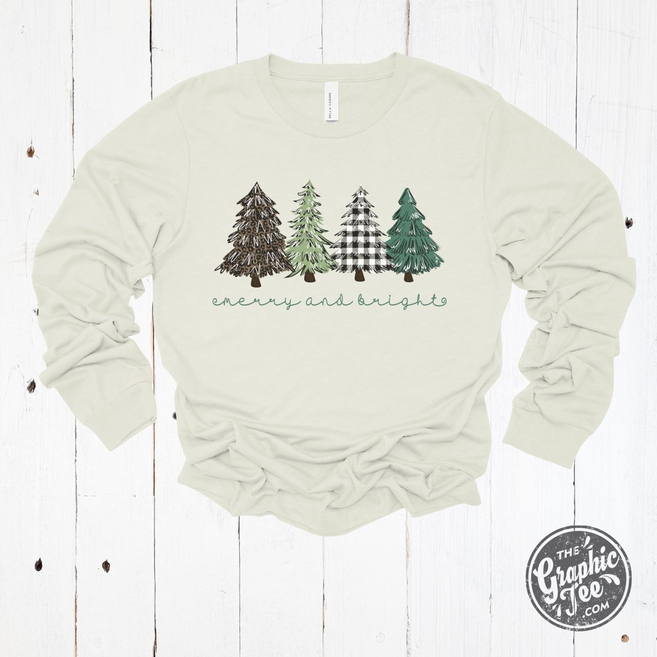 Merry and Bright Trees Long Sleeve Unisex Tee