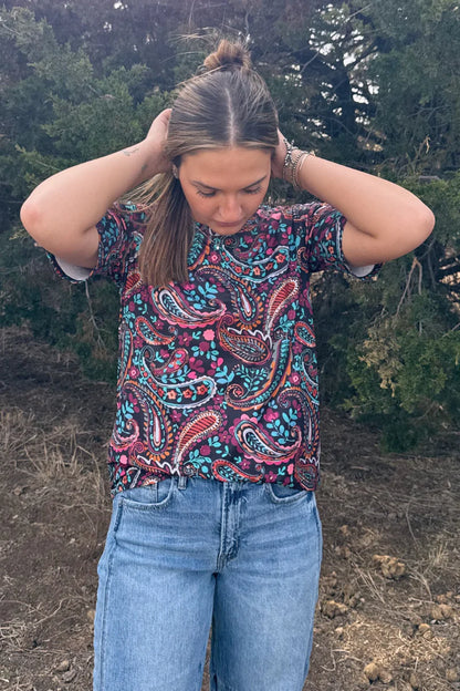 PAINTED NIGHT PAISLEY TOP