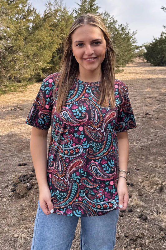 PAINTED NIGHT PAISLEY TOP