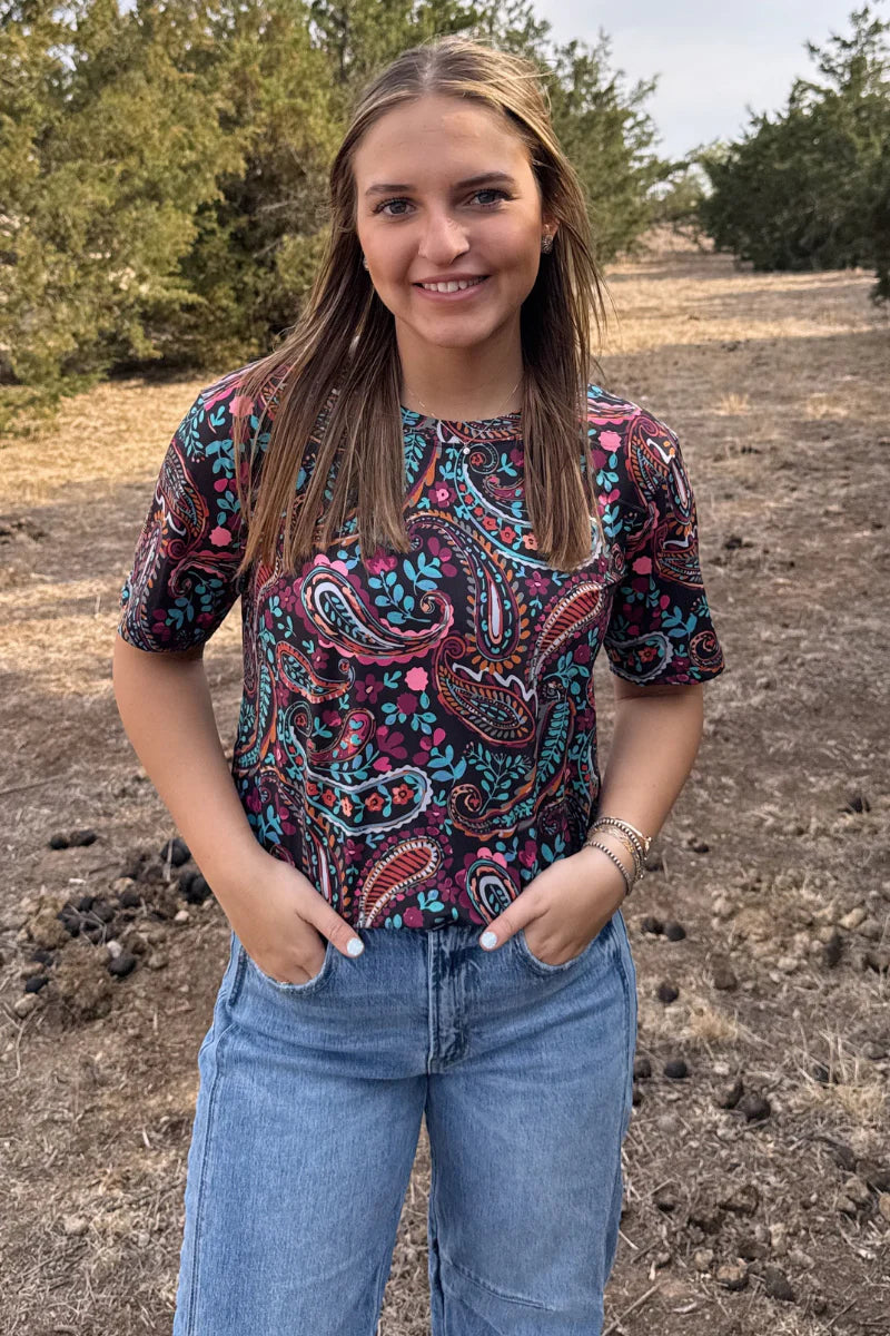 PAINTED NIGHT PAISLEY TOP