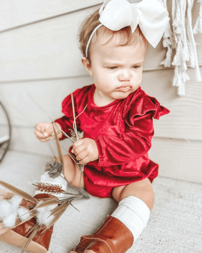 Rhodes Velour Bubble Shorty Romper - Candy Apple Red