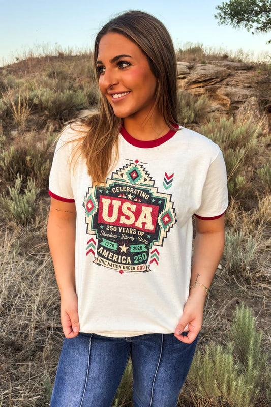 ONE NATION RINGER TEE