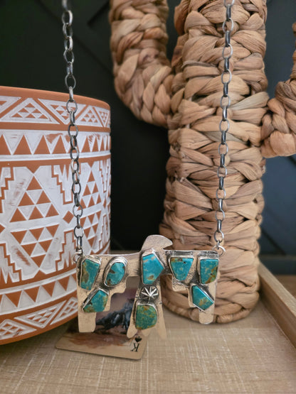 JUDE CANDELARIA ZUNI TURQUOISE THUNDERBIRD NECKLACE