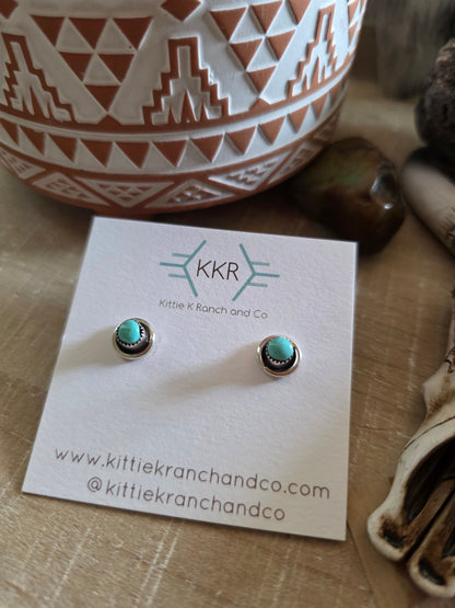 MARY TSADIASI ZUNI TURQUOISE STUD EARRINGS