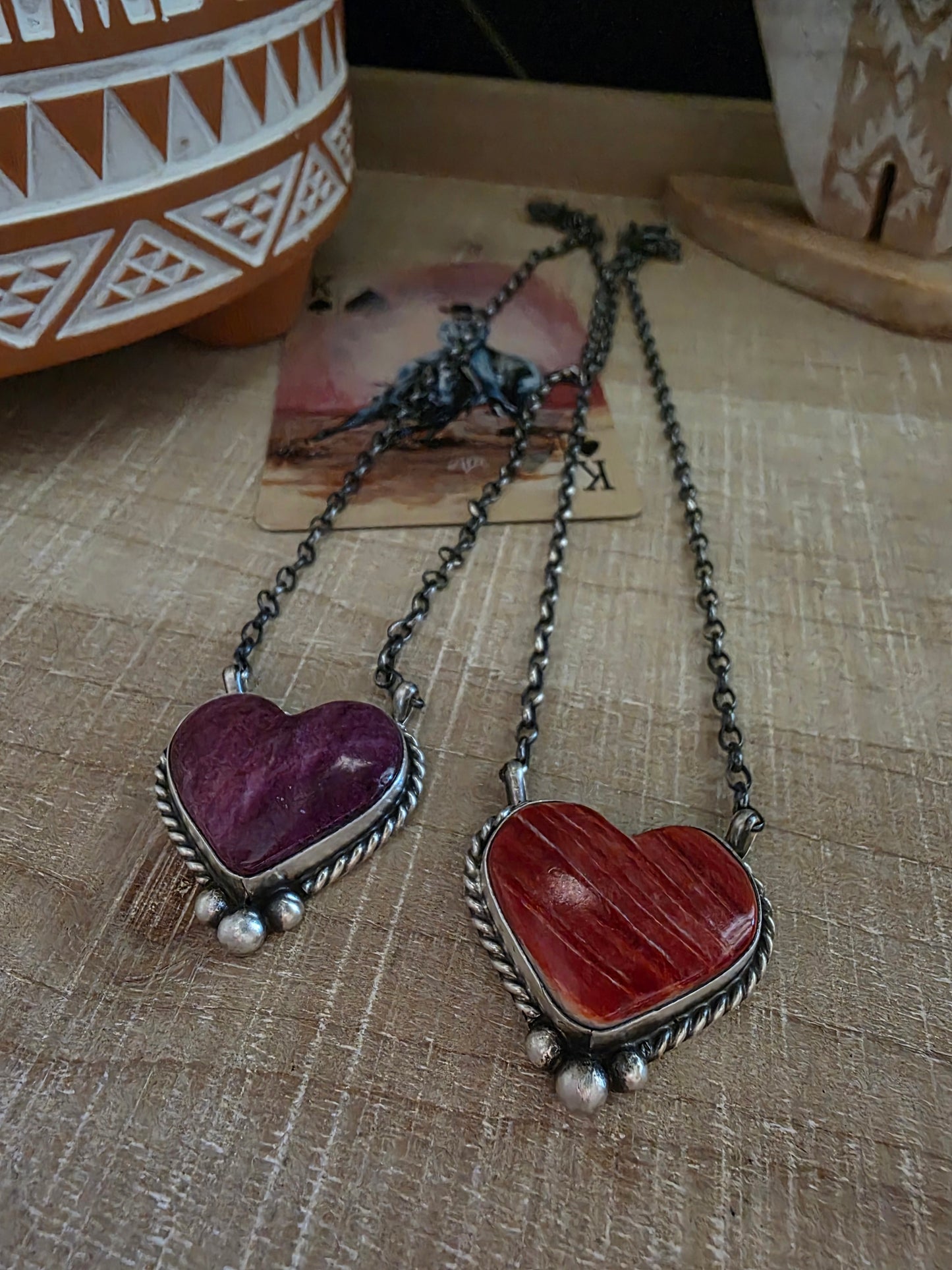 CHASSITY BELONE SPINY OYSTER STONE HEART NECKLACE