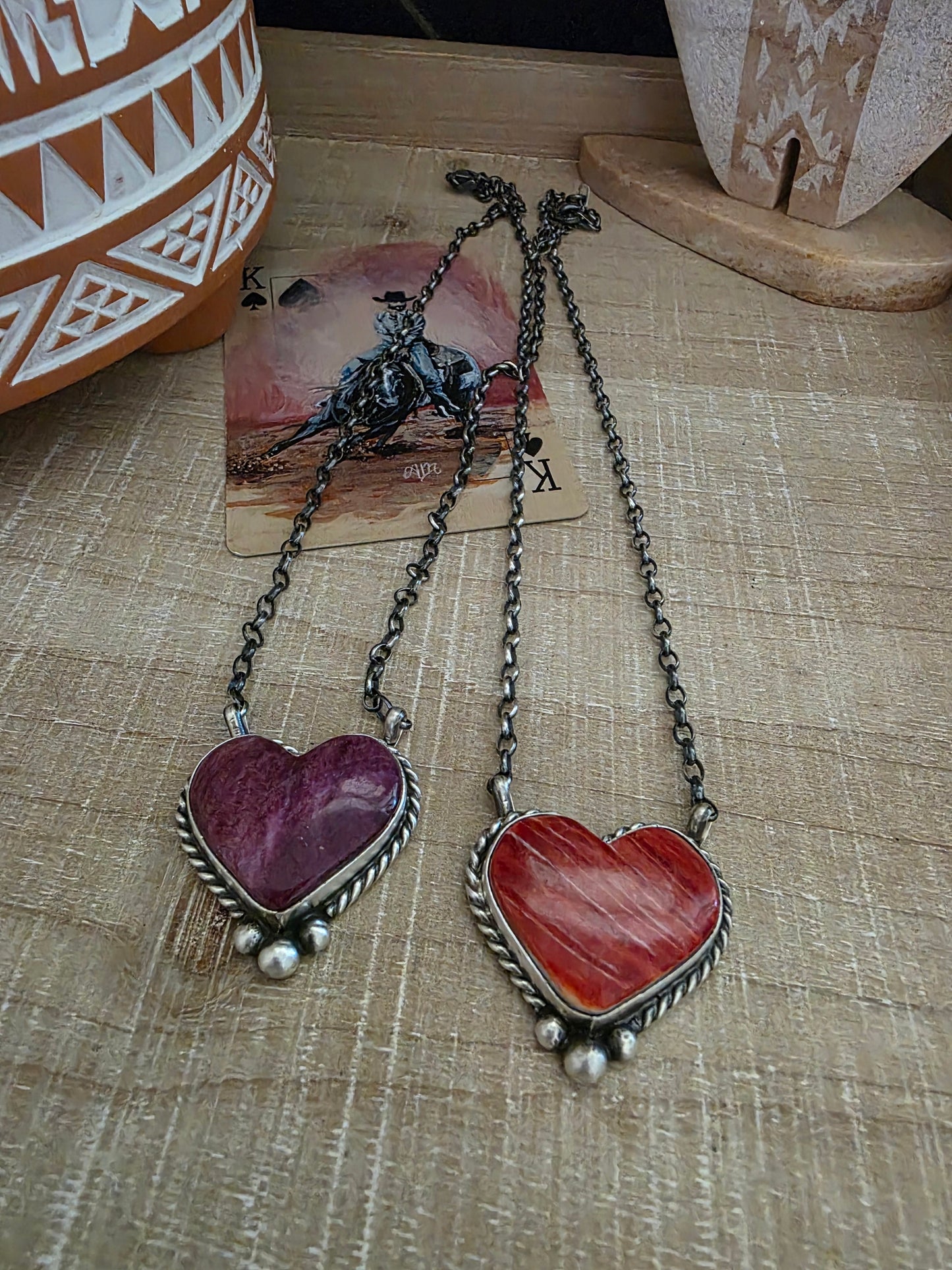 CHASSITY BELONE SPINY OYSTER STONE HEART NECKLACE