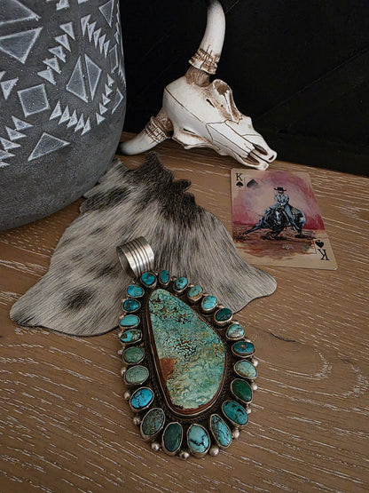CHARLENE YAZZIE ROYSTON TURQUOISE CLUSTER PENDANT