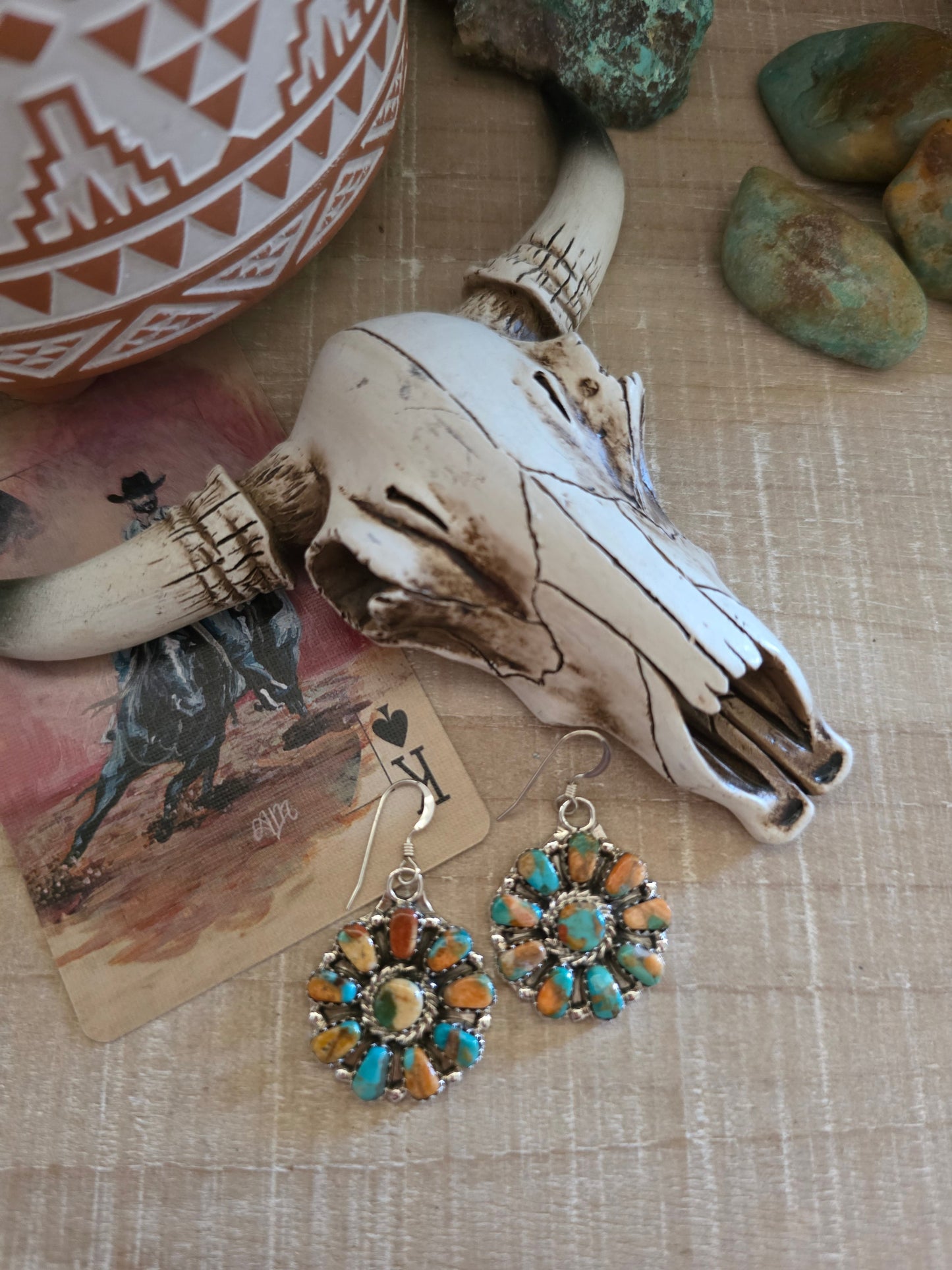 JASON BENALLY CLUSTER MIXED STONE EARRINGS