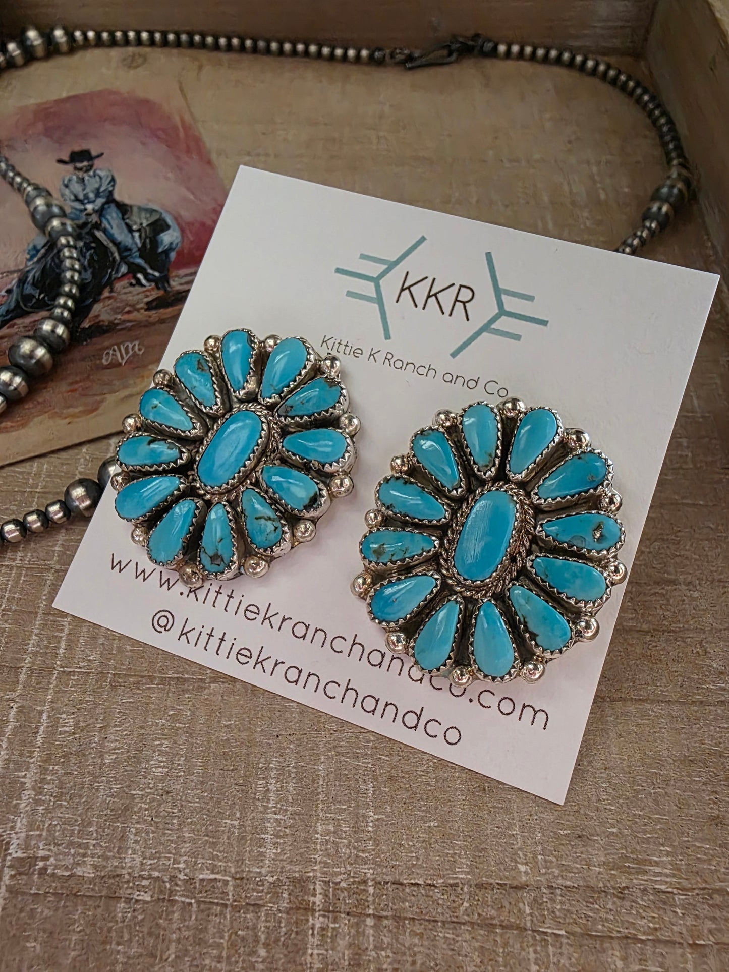 ALICIA WILSON KINGMAN TURQUOISE CLUSTER EARRINGS