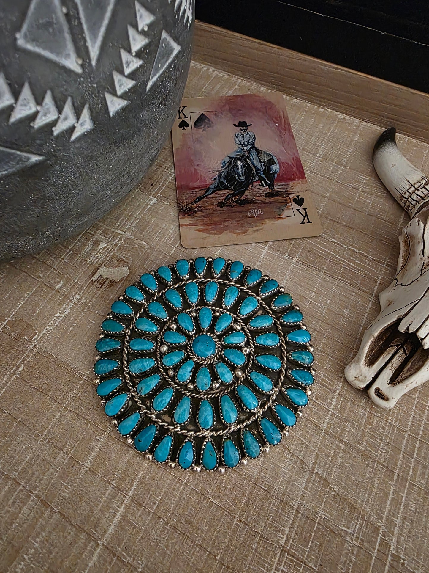 EUNICE WILSON XL TURQUOISE CLUSTER PIN