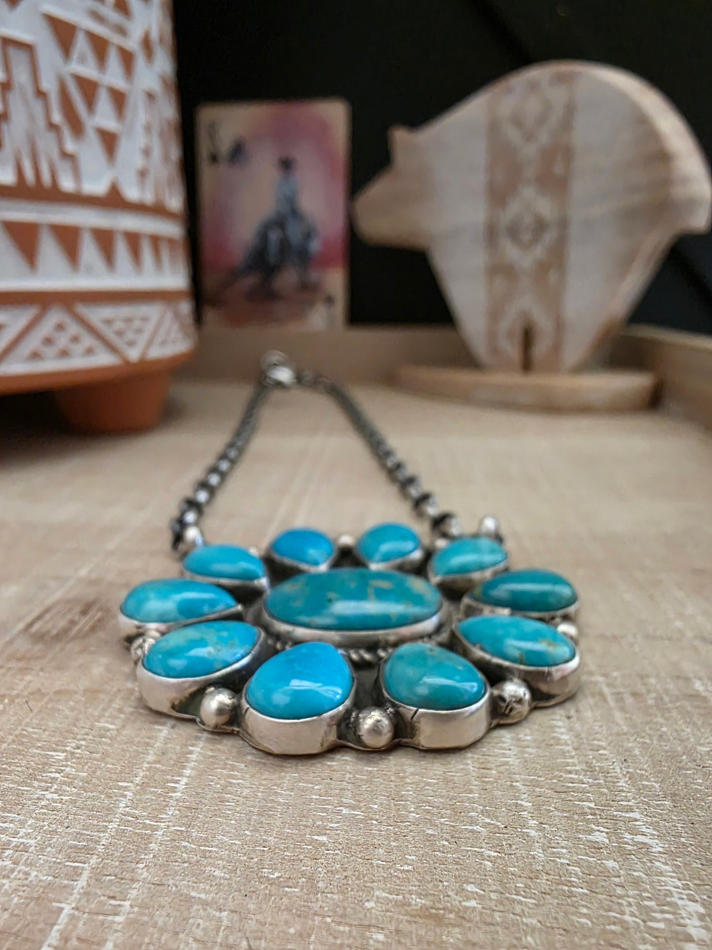 GERALDINE JAMES KINGMAN TURQUOISE CLUSTER NECKLACE