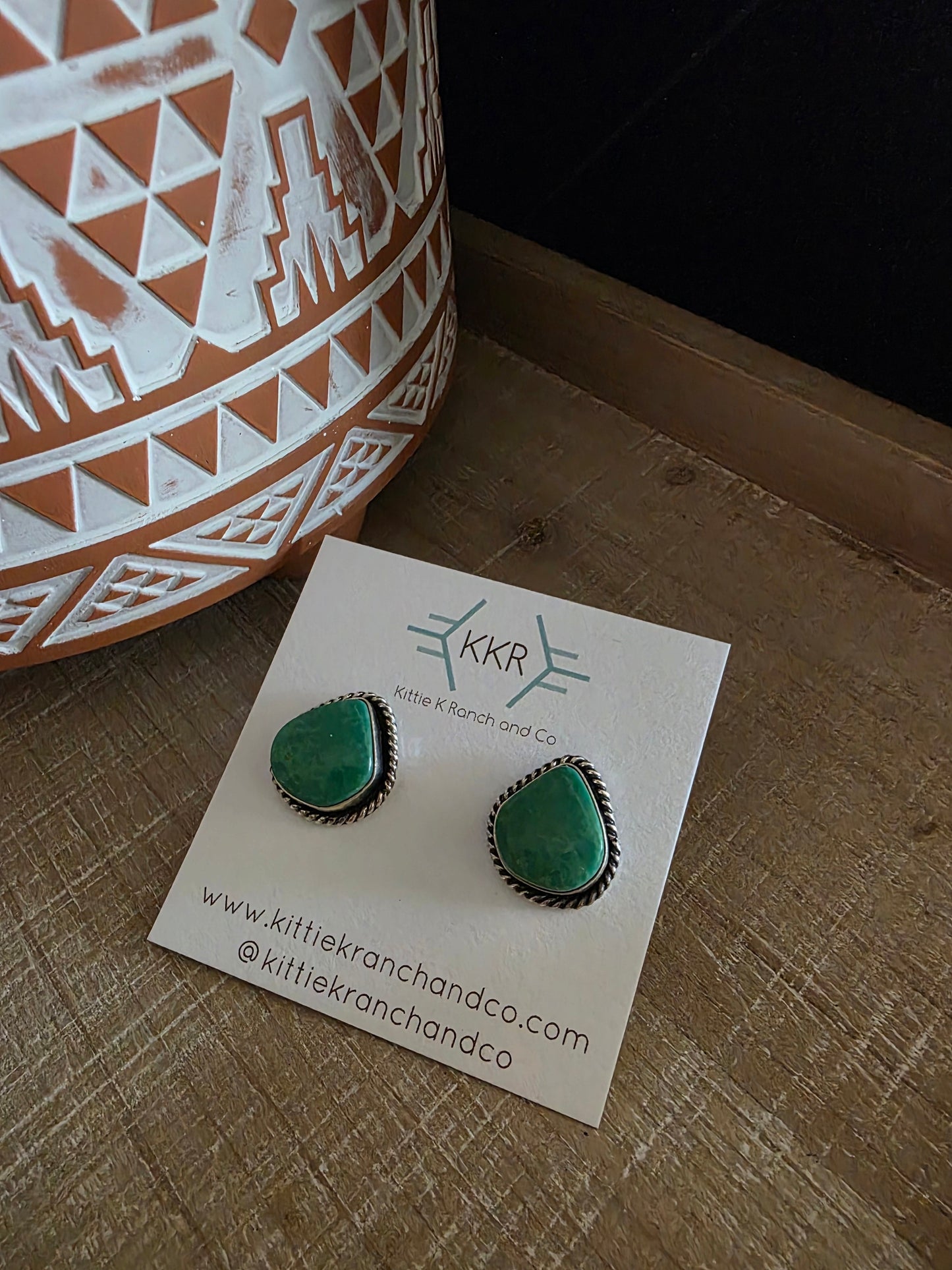 VIRGINIA BECENT KINGMAN TURQUOISE TEARDROP EARRINGS