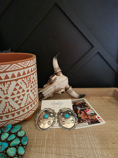 JIMMIE JAMES JR CONCHO TURQUOISE STUD EARRINGS