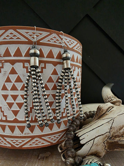 STERLING SILVER NAVAJO PEARL TASSLE EARRINGS
