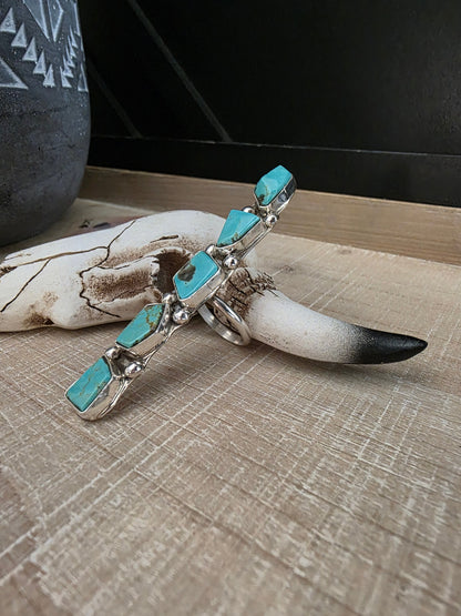 JUDE CANDELARIA FIVE TURQUOISE STONE ZUNI RING