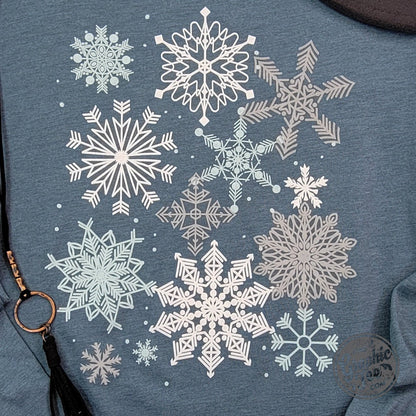 Snowflakes Heather Slate Long Sleeve Crew Neck Tee