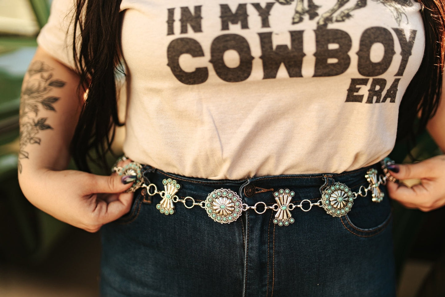 Turquoise Multi Concho Chain Belt