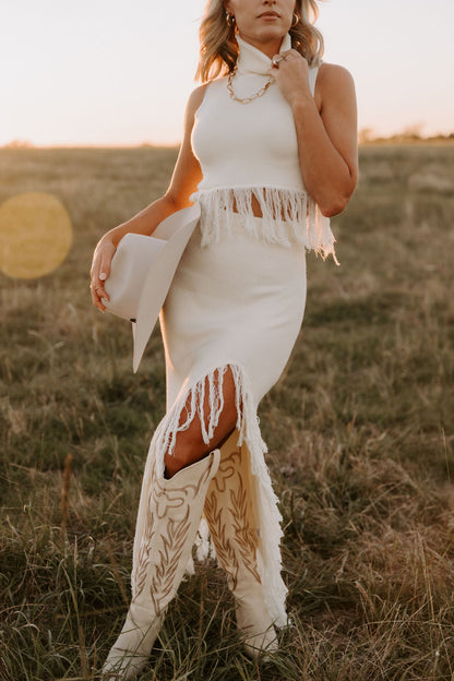 The Out West Tall Cowboy Boot in Cream