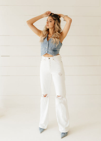 The Daisy Denim Buttoned Vest Top