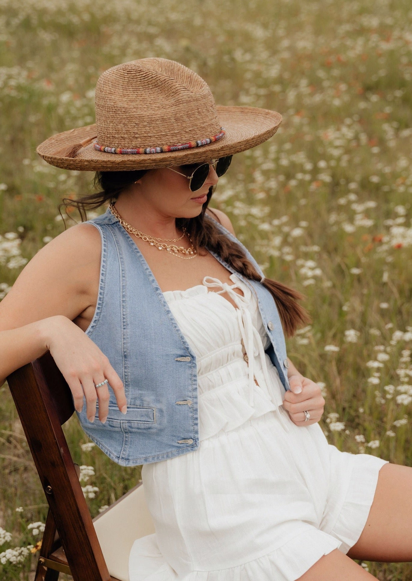 The Daisy Denim Buttoned Vest Top