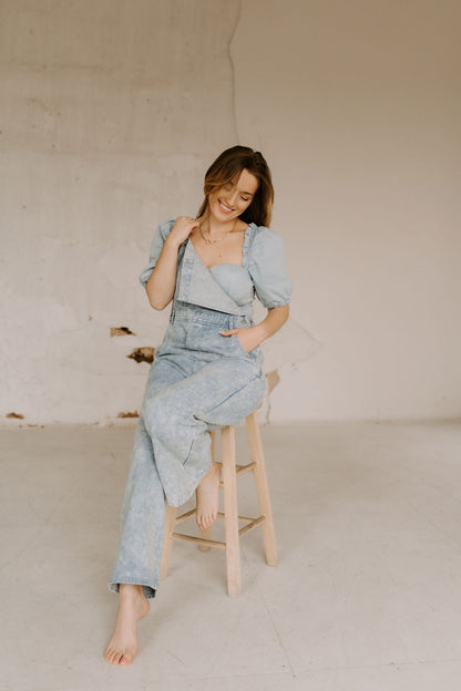 The Riley Denim Bodysuit in Light Wash