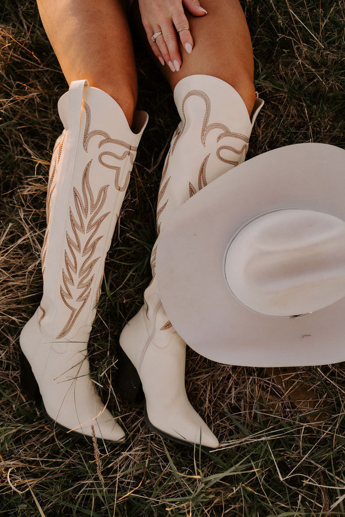 The Out West Tall Cowboy Boot in Cream