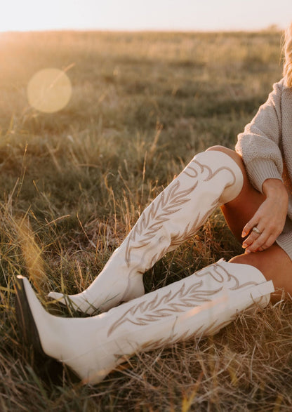 The Out West Tall Cowboy Boot in Cream