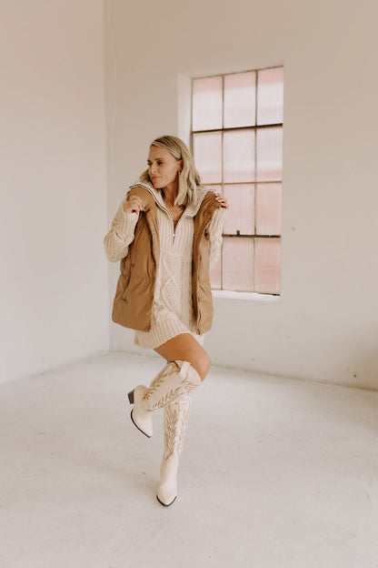 The Out West Tall Cowboy Boot in Cream