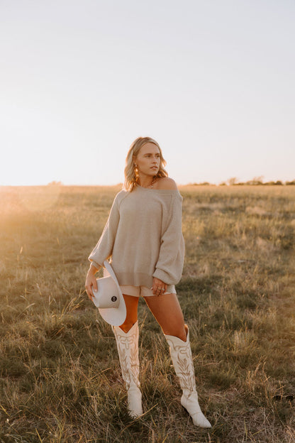 The Out West Tall Cowboy Boot in Cream