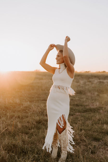 The Out West Tall Cowboy Boot in Cream