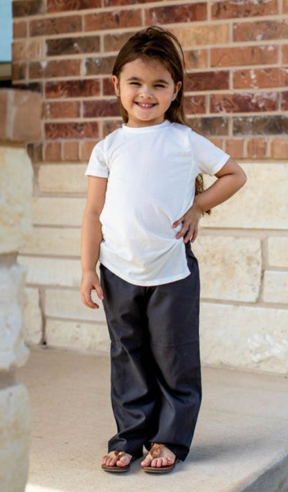 GIRLS BLACK WIDE LEG PULL ON PANTS